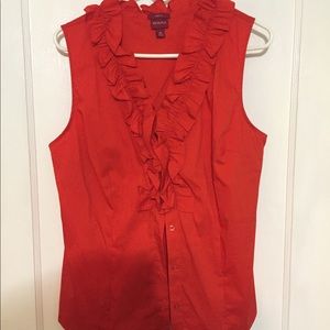 Ruffle sleeveless button up blouse Ruffle sleeveless button up blouse