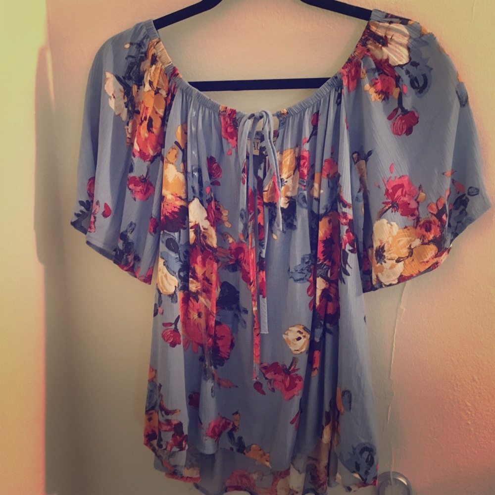 Off the shoulder flowered blouse