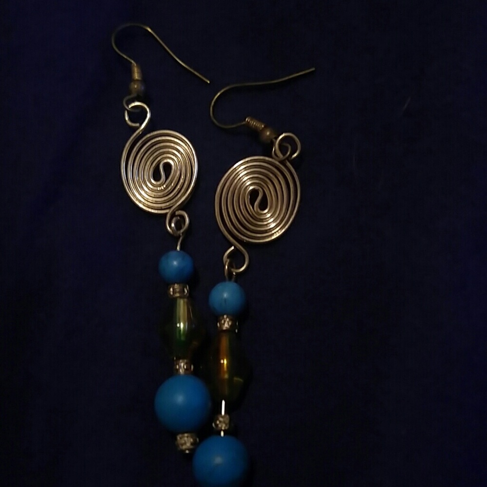 Wire and beaded earrings