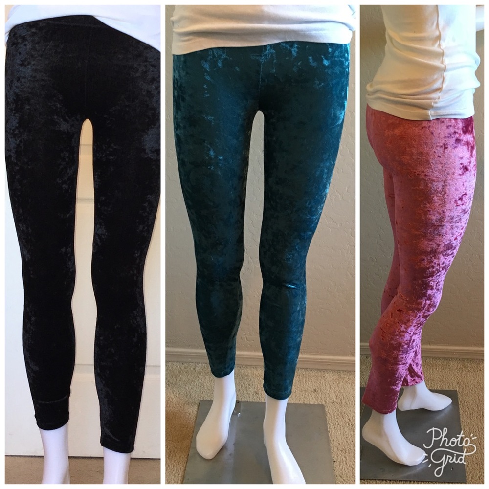 *LAST PAIR* Pink Velour/Velvet Leggings - Picture 4 of 4