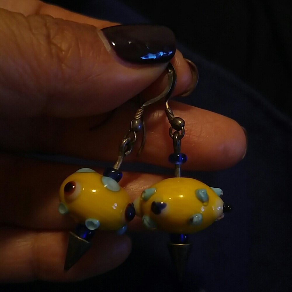 Beaded yellow earrings