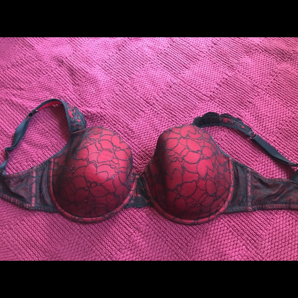 Black and red bra