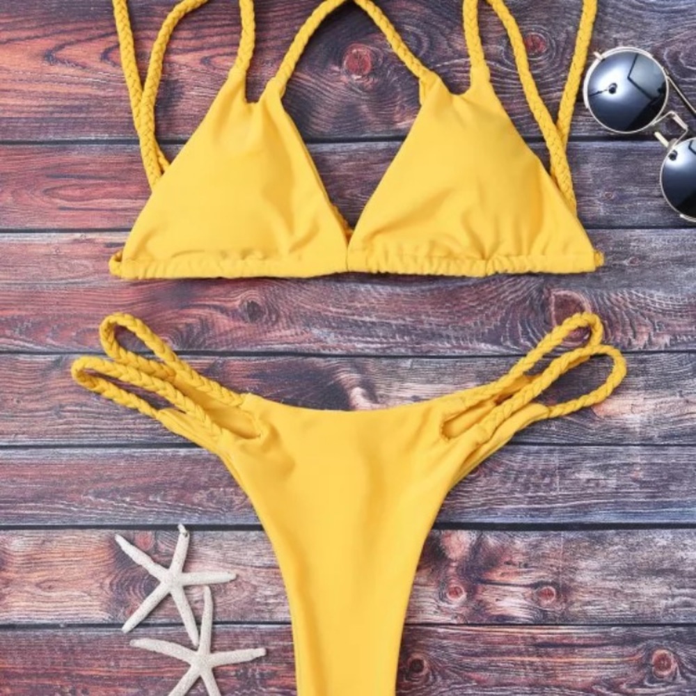 Yellow cheeky bikini