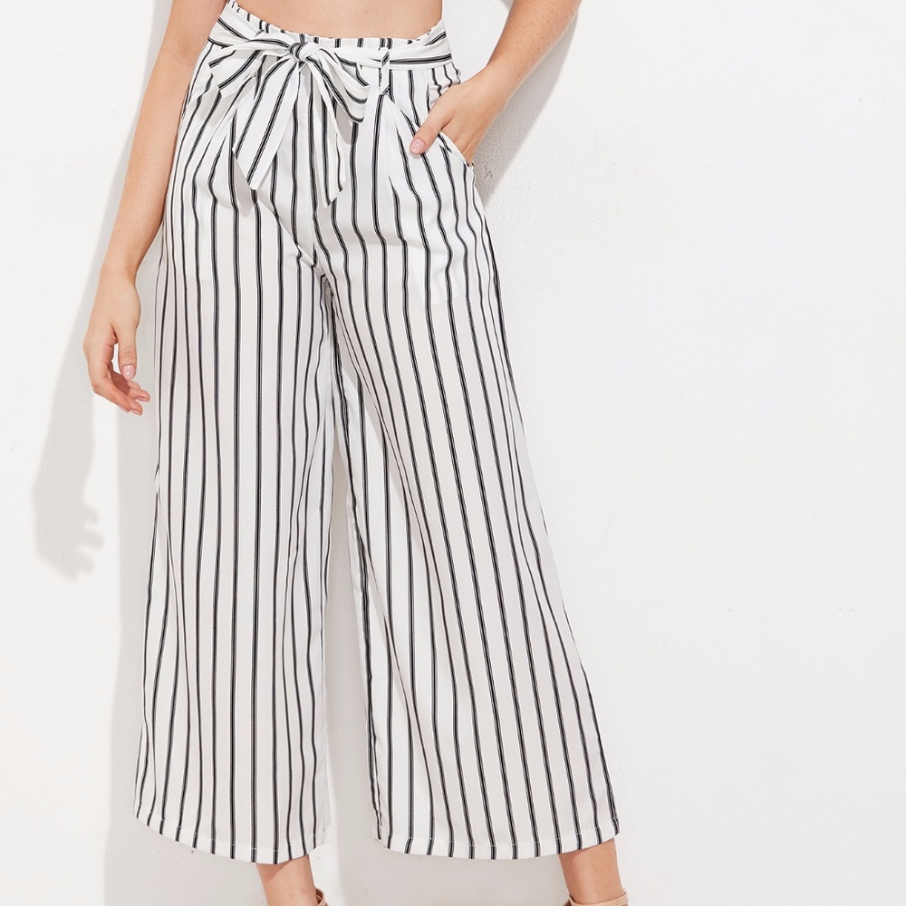 Black and White Vertical Stripped Culottes