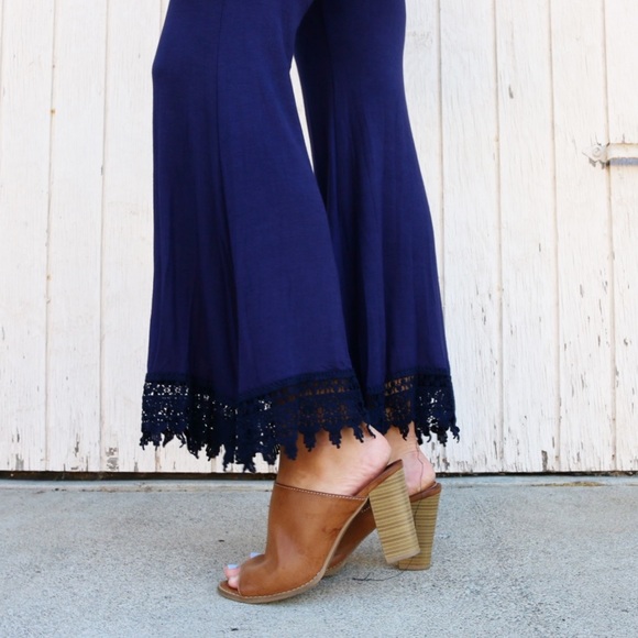 Pants - navy flared pants