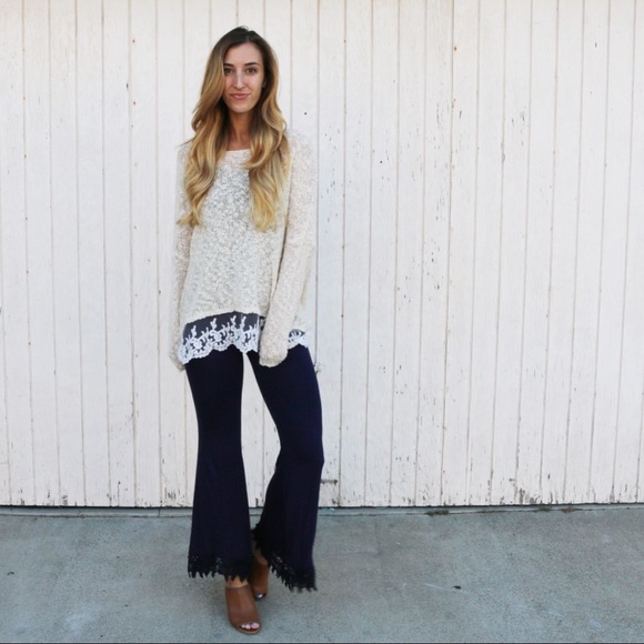 navy flared pants - Picture 2 of 4