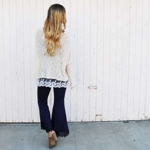 navy flared pants - Picture 3 of 4