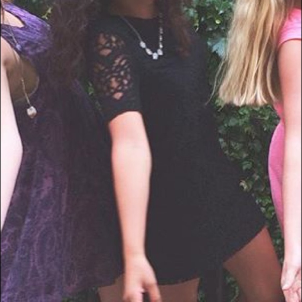 Black lace shift dress