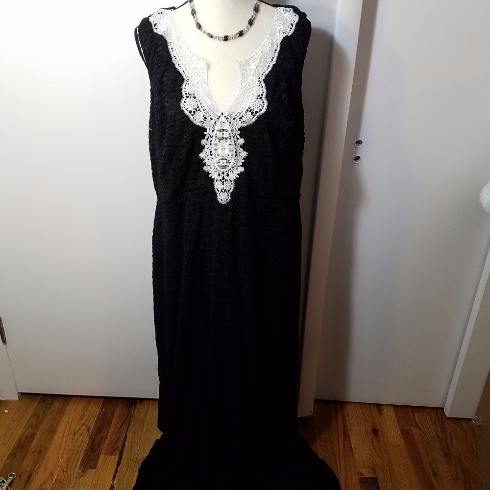 Yellow Star Lace Dress 3X Black & White Maxi - Picture 1 of 8