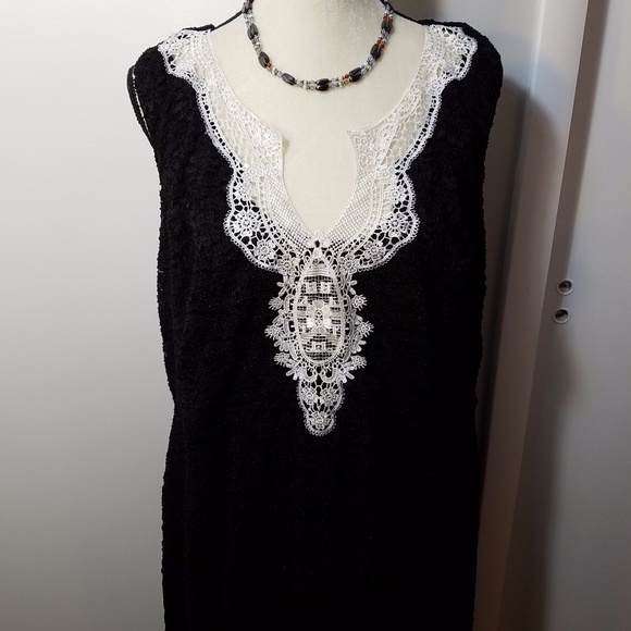 Yellow Star Lace Dress 3X Black & White Maxi - Picture 2 of 8