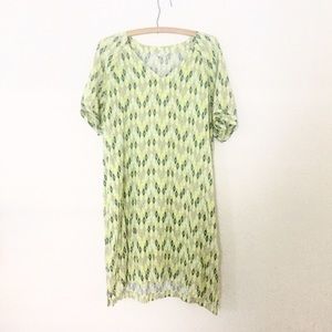 Flowy Fossil Tunic Dress, Green Beige Gray Pattern