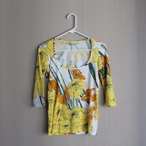 Anthro Porridge Scoop Neck 3/4 Sleeve Poppy Top Anthro Porridge Scoop Neck 3/4 Sleeve Poppy Top