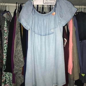 Zara denim off the shoulder dress