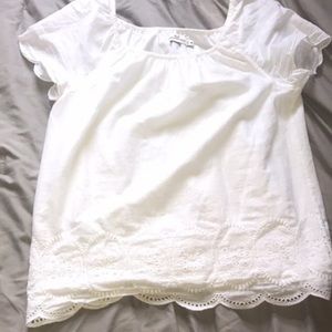 Eyelet & scalloped off the shoulder