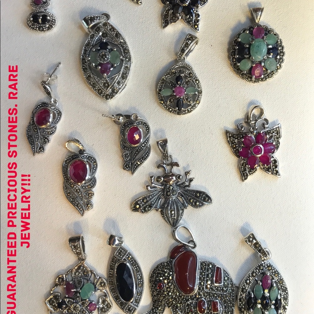 925 Silver Pendants with real Gemstones.