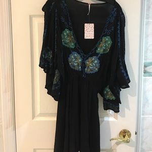 Free People black embroidered mini dress. Free People black embroidered mini dress.