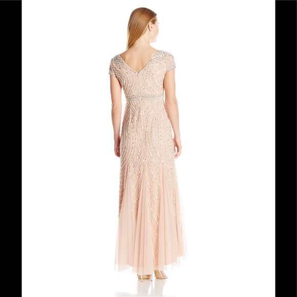 Adrianna Papell Short Sleeve V Neck beaded gown - Picture 3 of 3