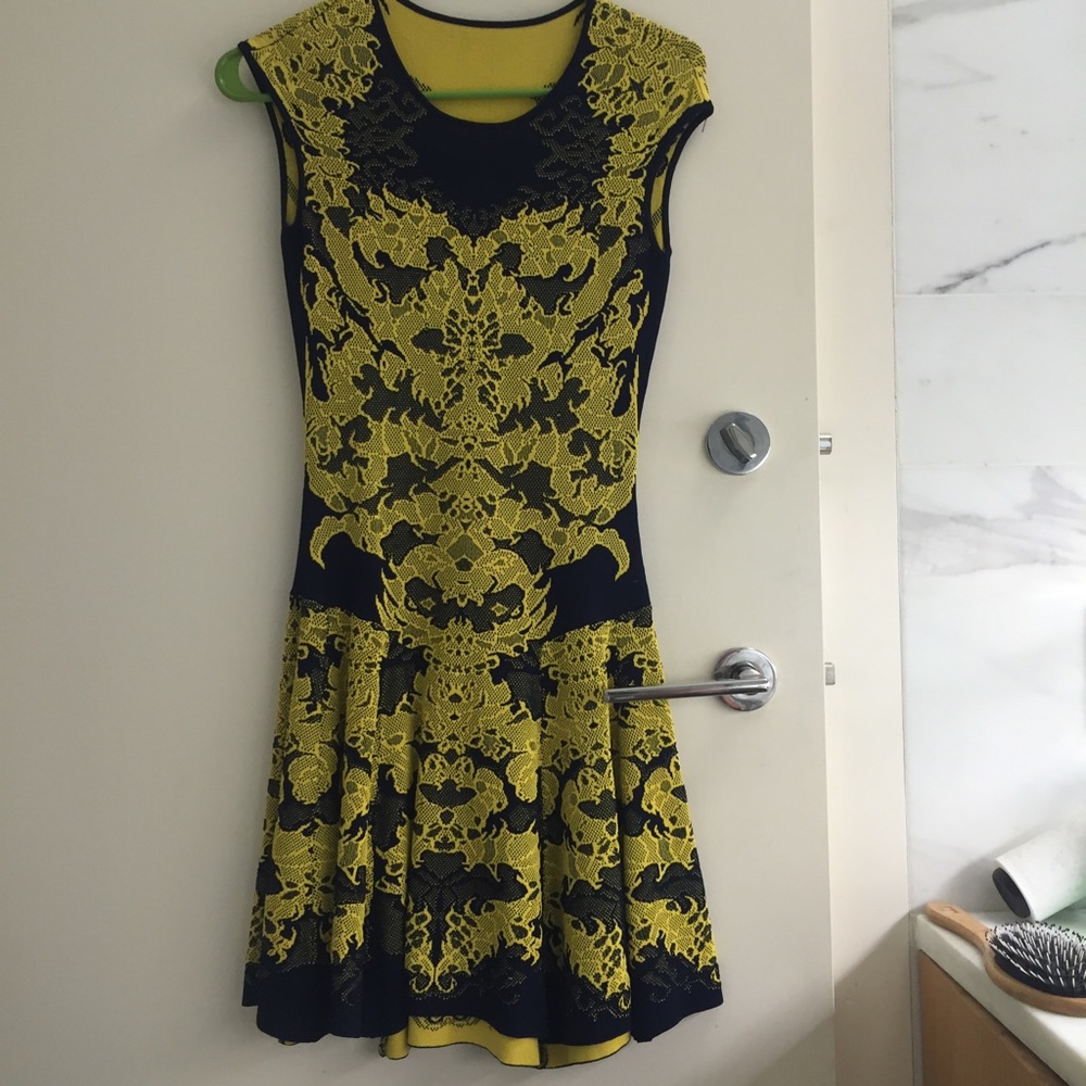 Navy and yellow stretch dress
