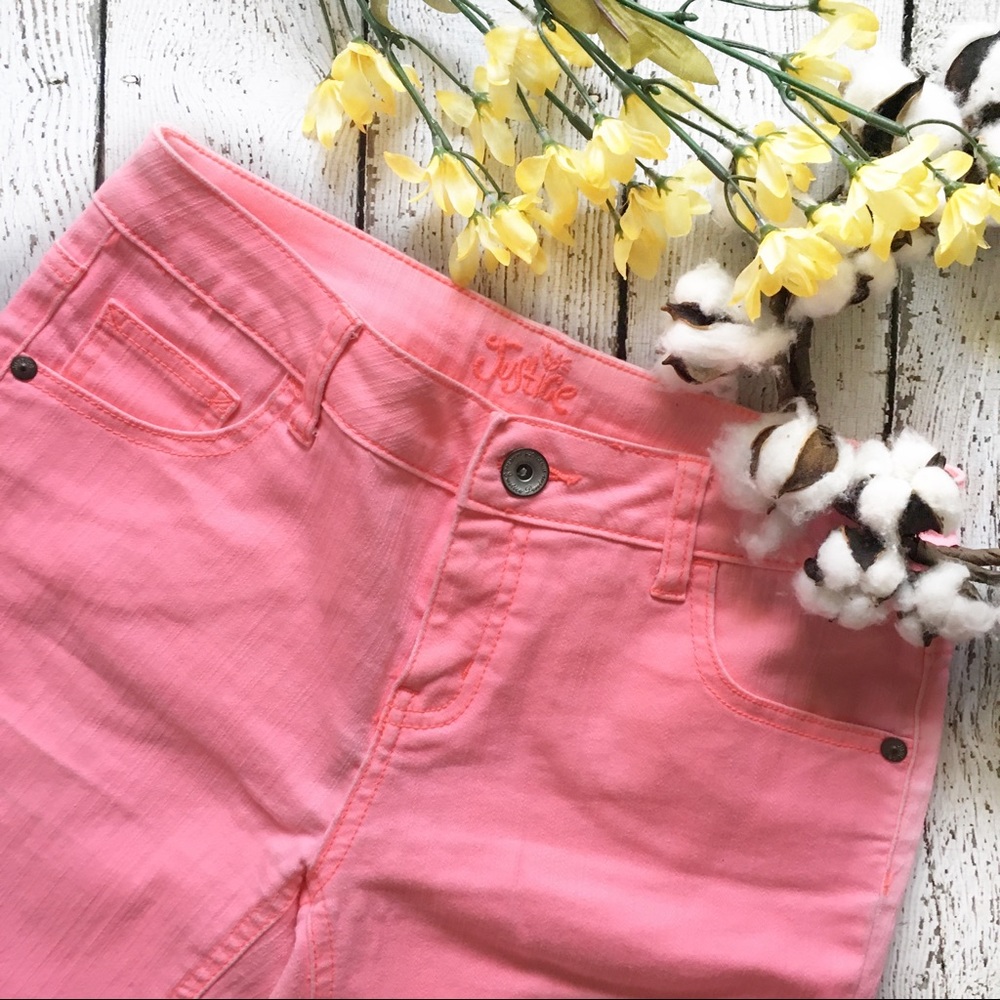 Justice Pink Denim Bermuda Shorts
