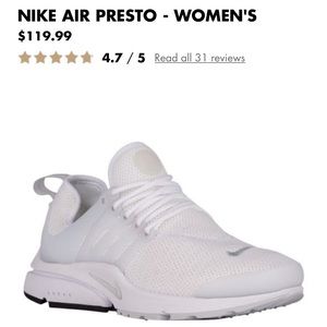 Platinum White Nike Presto
