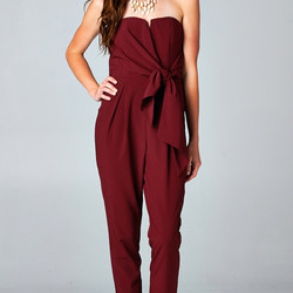 Burgundy Tied Sweetheart Jumpsuit