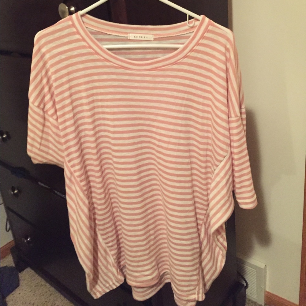 Pink striped dolman top, NWOT