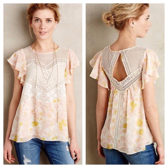 ❌SOLD❌ Anthropologie HD Paris Fluttered Blouse - Picture 3 of 8