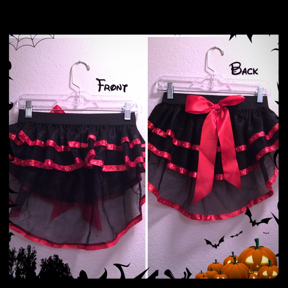 🖤Sexy Black Mesh net skirt with Red Bling Trim🖤