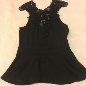 Lace embellished peplum top