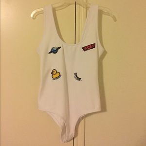ZARA White Bodysuit with Patches ZARA White Bodysuit with Patches