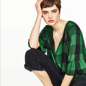 Zara Giant Plaid Oversized Blouse Zara Giant Plaid Oversized Blouse