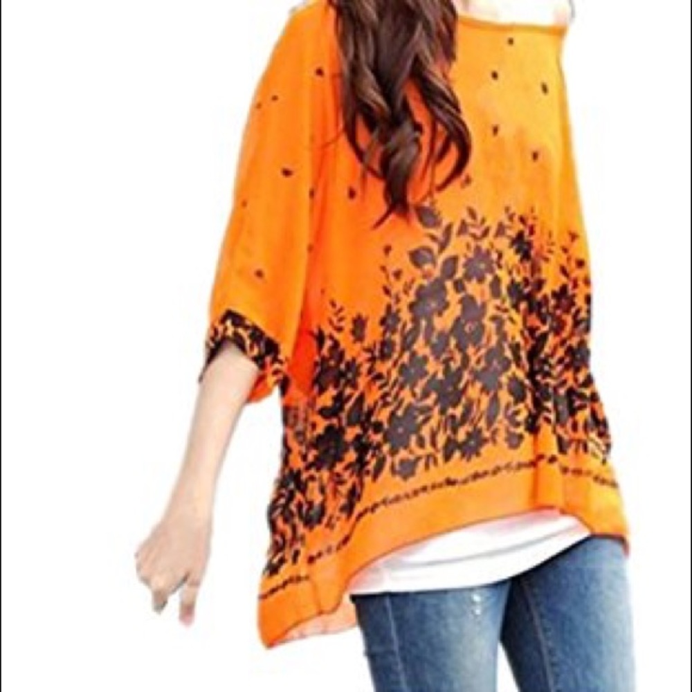 Women's Batwing Chiffon Semi Sheer Loose Tunic