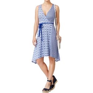 Tommy Hilfiger Blue Printed Asymmetrical Dress
