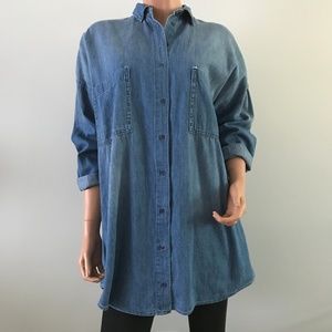 Zara Z1975 Denim Chambray Oversized Button Down M Zara Z1975 Denim Chambray Oversized Button Down M