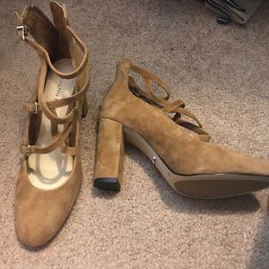 Suede camel heels