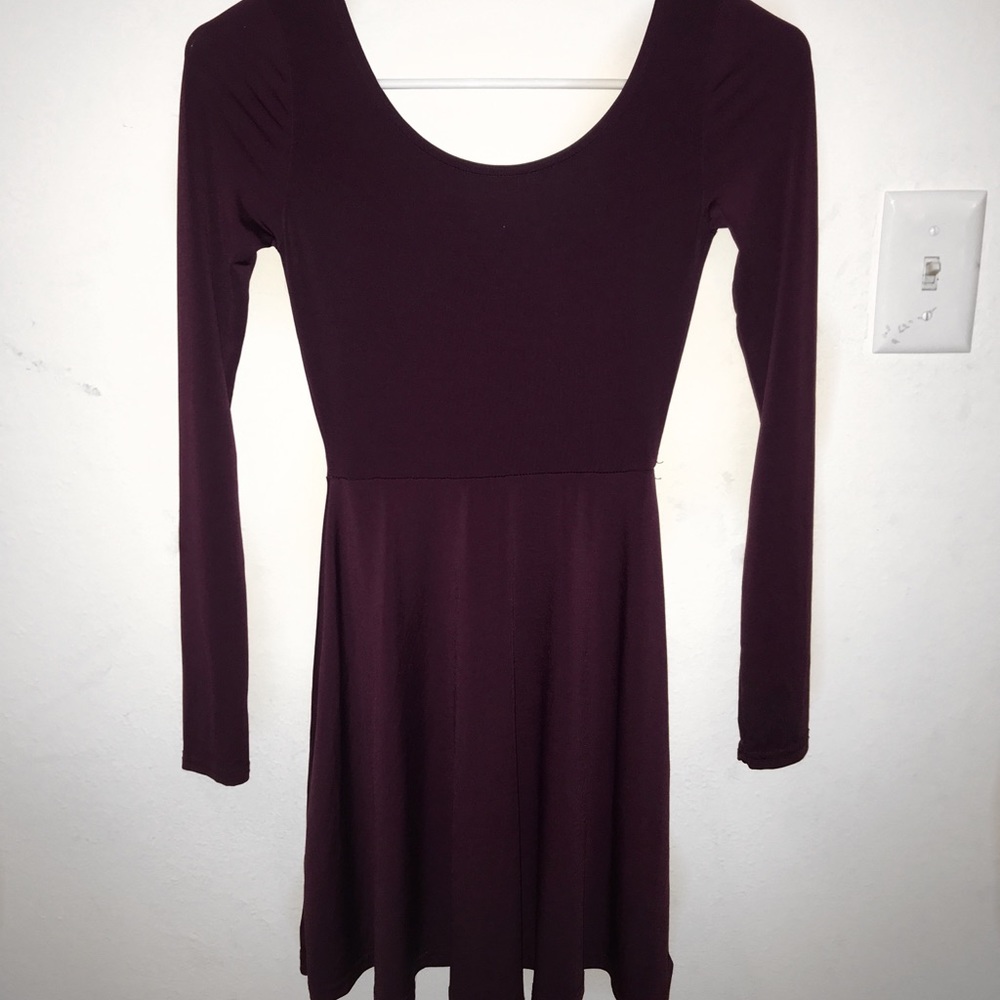 Maroon H&M SILKY Long Sleeve Dress