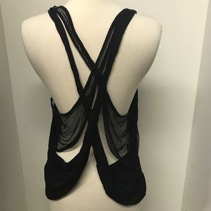 Fabletics black Strappy mesh tank top Fabletics black Strappy mesh tank top