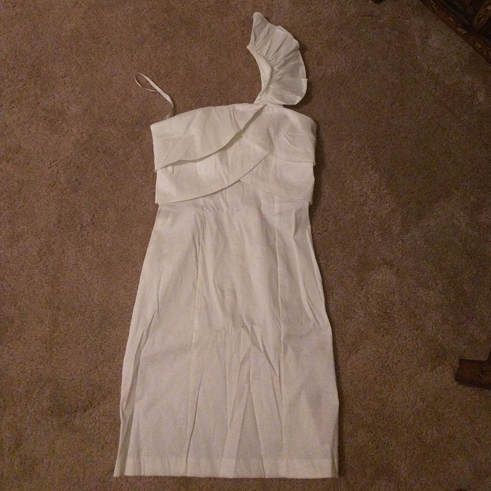 3 for $15! Ruffle Pearl white dress XS