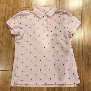 J. Crew Pink and Blue Anchors Pique Polo J. Crew Pink and Blue Anchors Pique Polo