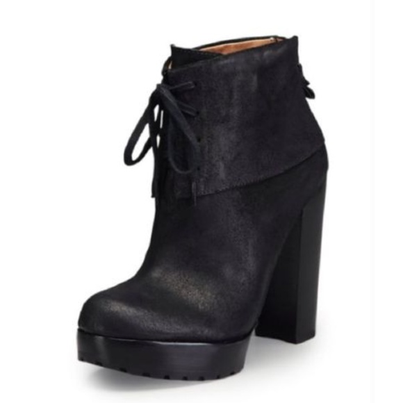 MODERN VINTAGE Black LEATHER Platform Boots! NIB 8 - Picture 2 of 5