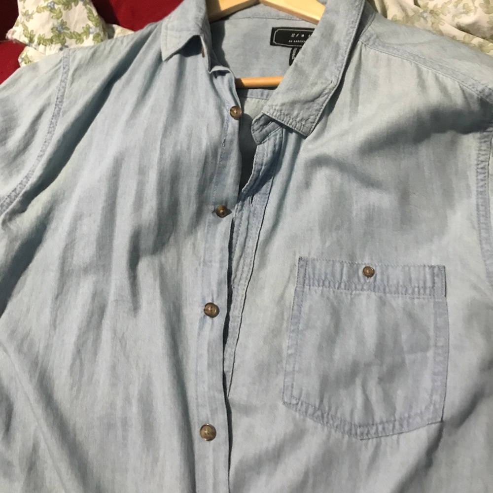 A light blue button up shirt
