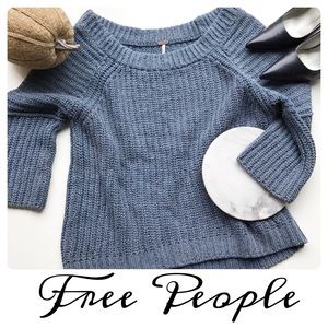 Free People Chunky Slate Blue Sweater Size Large Free People Chunky Slate Blue Sweater Size Large