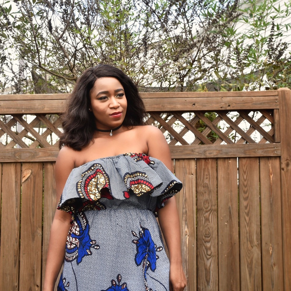 ❌SOLD❌ African Print Women’s Off ShoulderDress - Picture 4 of 7
