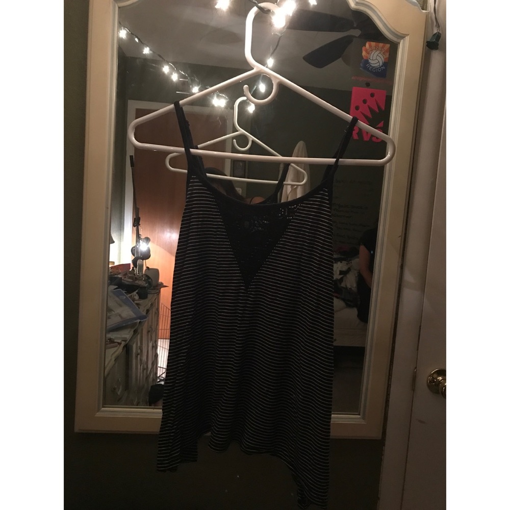 Lace striped spaghetti top