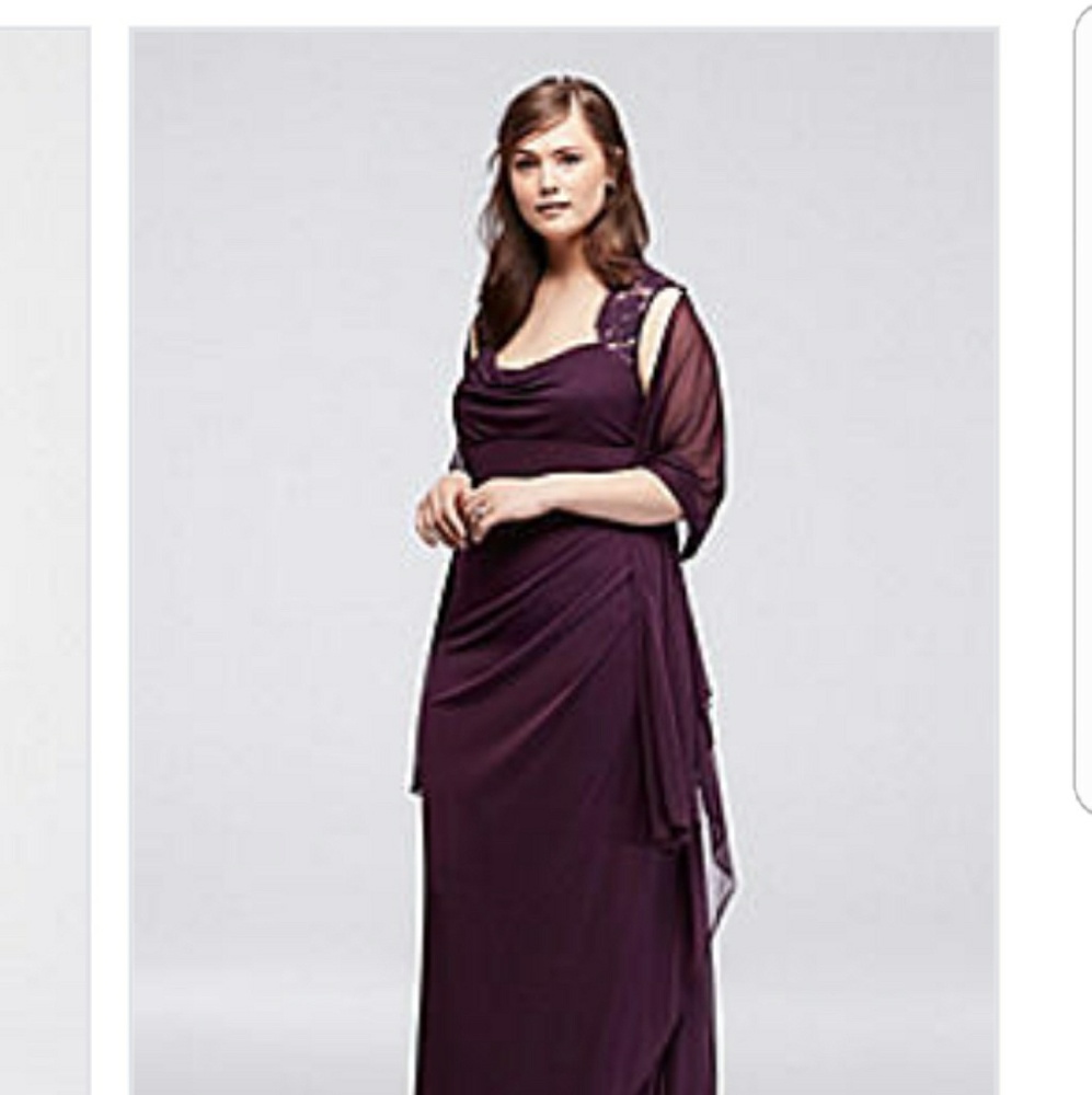 Cap Sleeve Jersey Plus Size Dress with Lace Detail