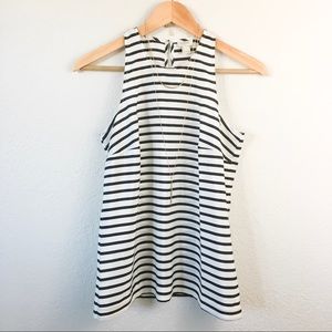 J. Crew Black and White Striped Button Back Tank J. Crew Black and White Striped Button Back Tank