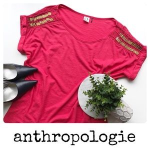 Anthropologie Akemi + Kin Beaded Macrame Sleeve T Anthropologie Akemi + Kin Beaded Macrame Sleeve T