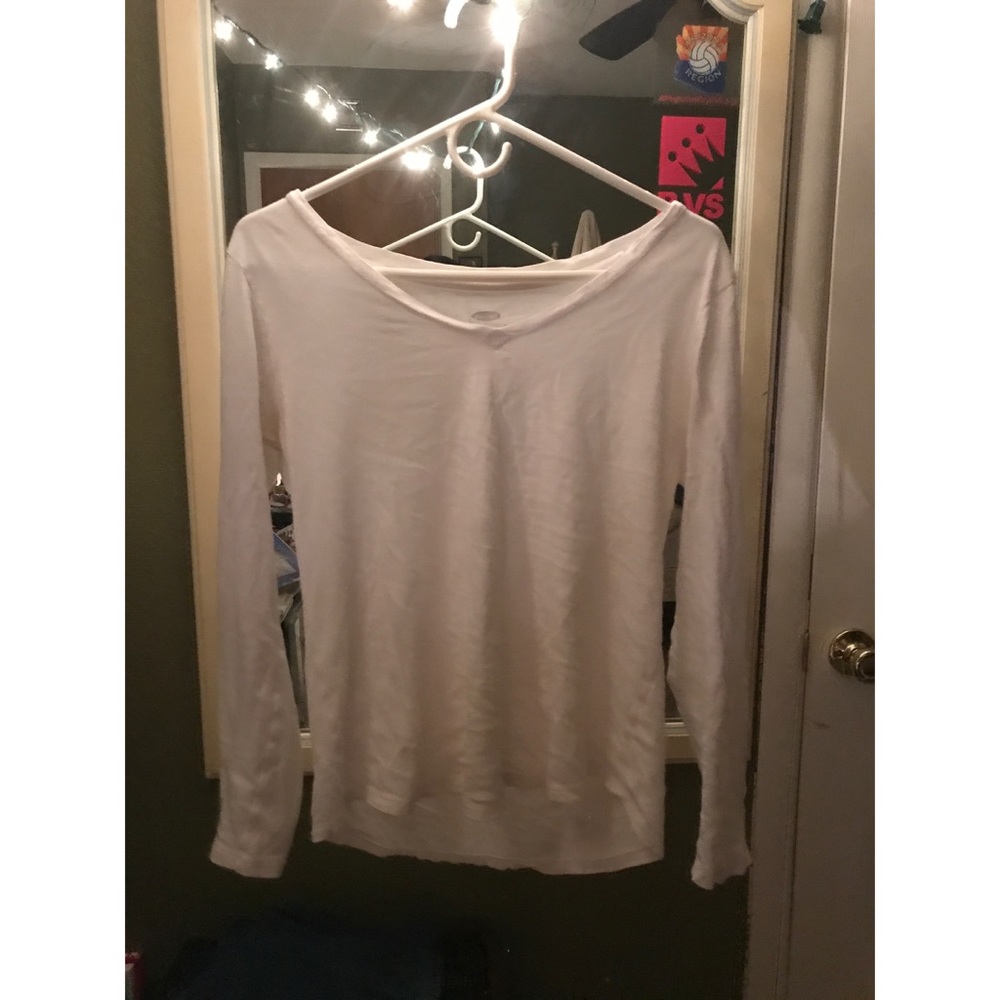 White Long Sleeve V-Neck