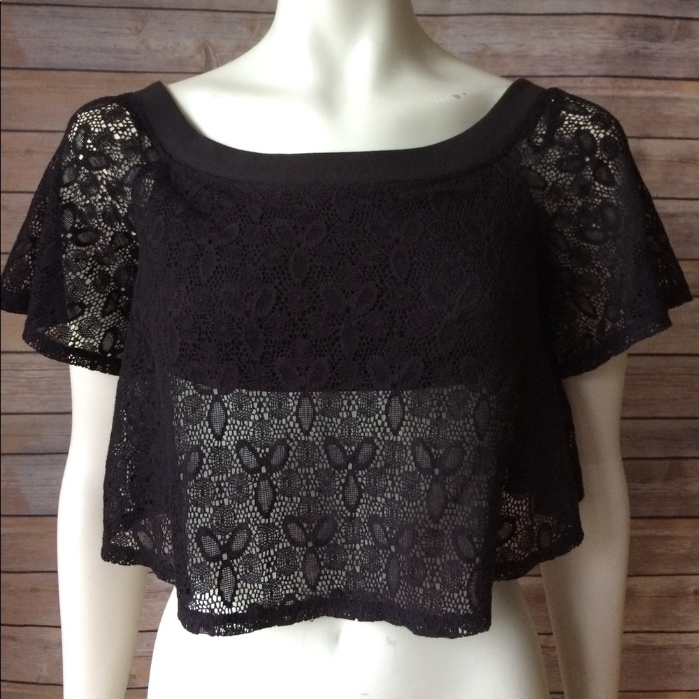 SOLD- Urban Outfitters Kimchi Blue Black Lace Crop