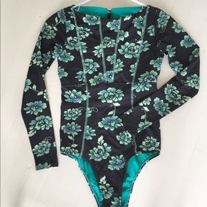 One piece swim suit rash guard for surfing